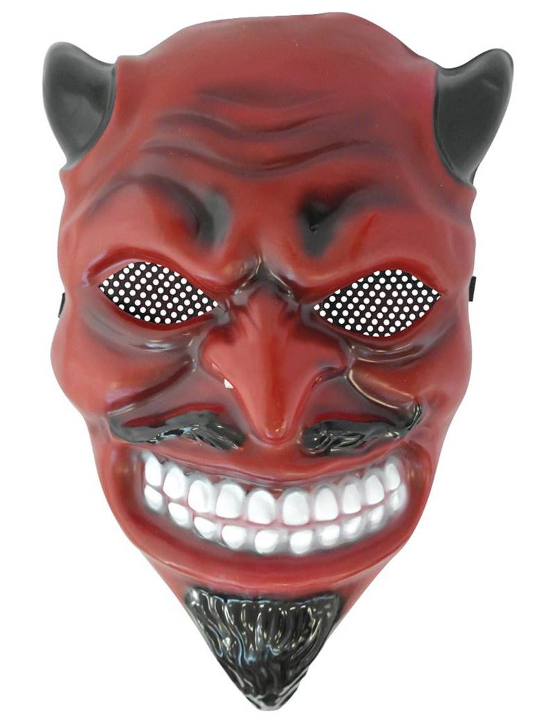 Klassische Teufelsmaske für Erwachsene rot-schwarz-weiss von RUBIES FRANCE