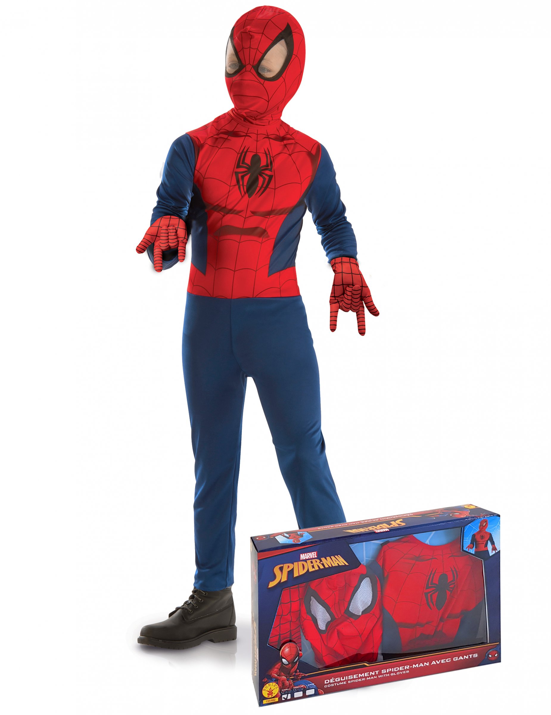Klassischer Spider Man Kinder-Lizenzkostüm blau-rot-schwarz von RUBIES FRANCE