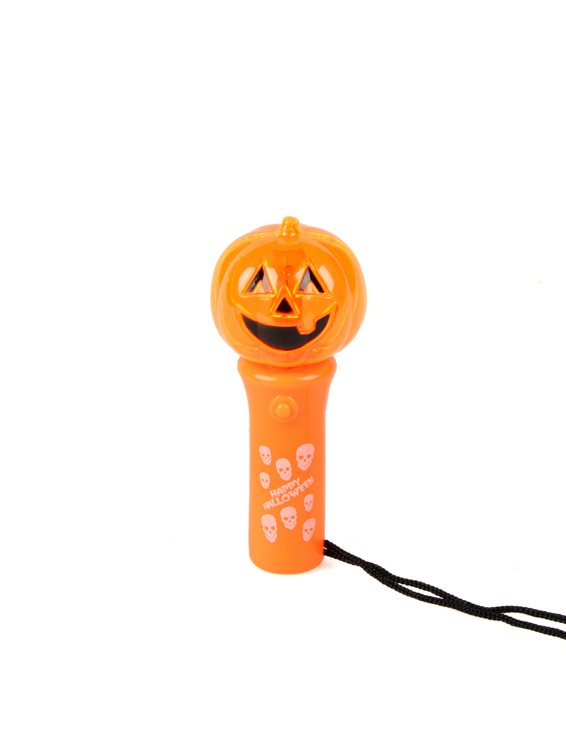 Kürbis-Taschenlampe Happy Halloween orange-schwarz-weiss von RUBIES FRANCE