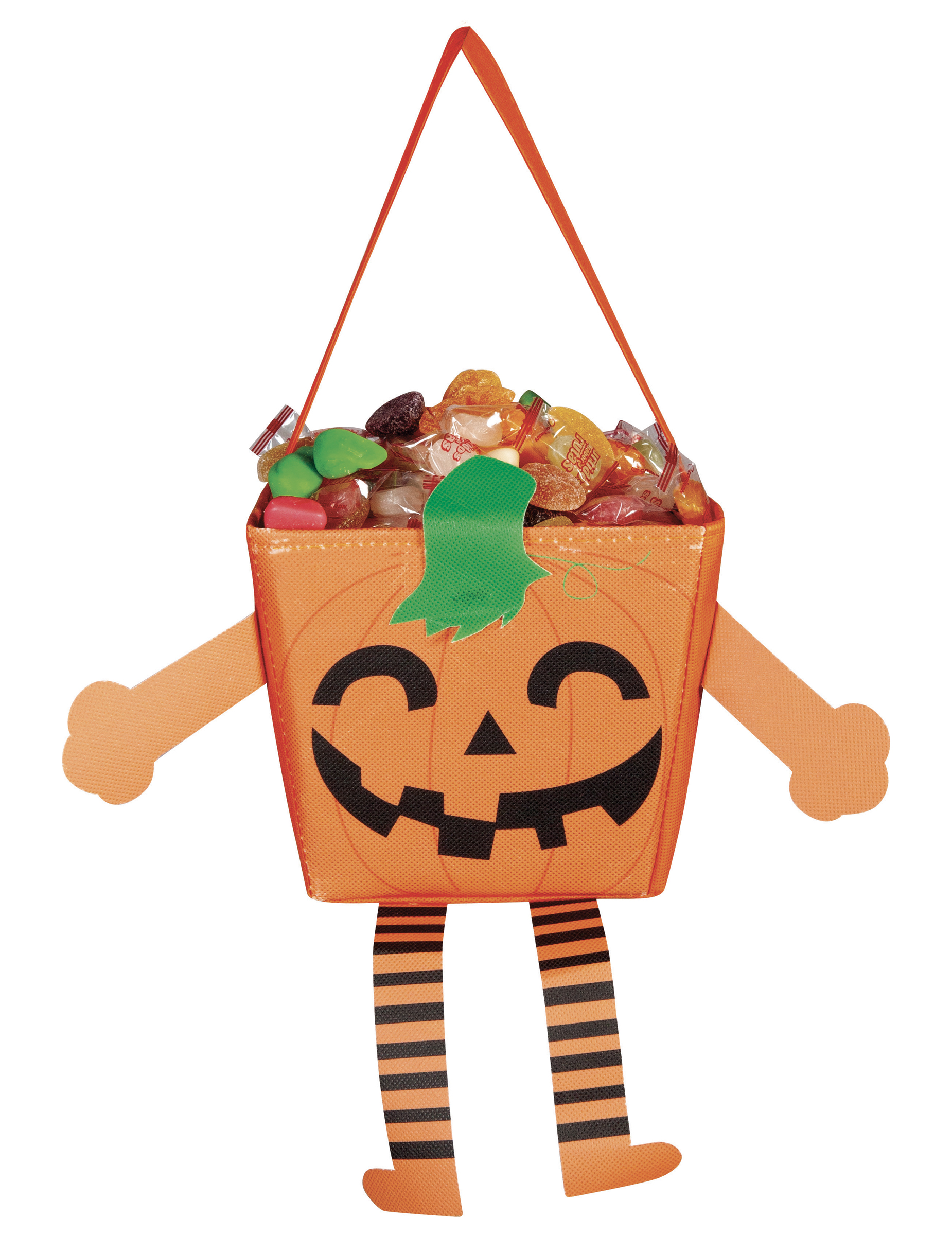 Niedliche Kürbistasche für Kinder Happy-Halloween orangefarben-grün-schwarz 17 cm von RUBIES FRANCE