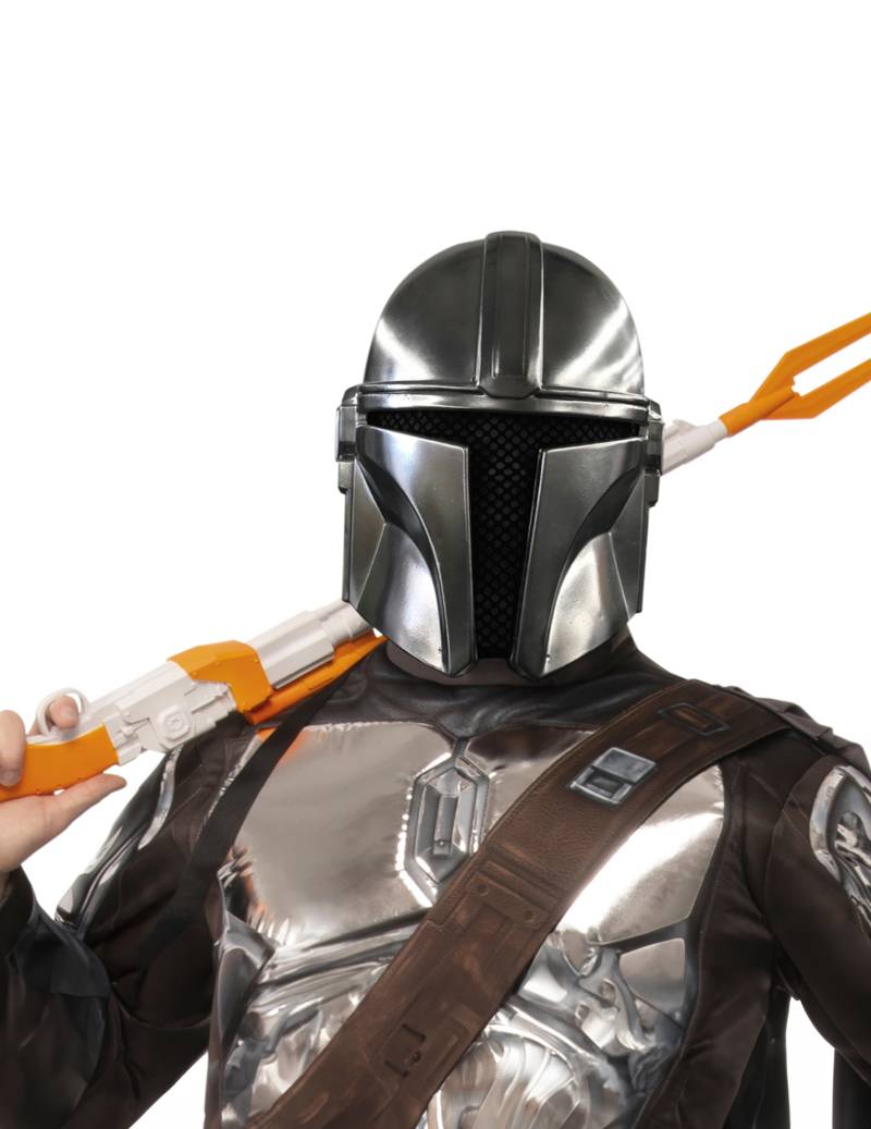 Offizielle The Mandalorian Halbmaske für Erwachsene Star Wars silberfarben-schwarz von RUBIES FRANCE