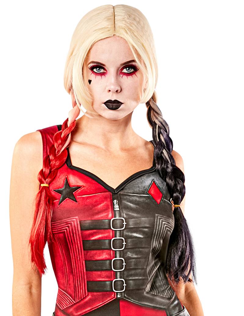 Originale Harley Quinn-Damenperücke Suicide Squad 2 blond-rot-schwarz von RUBIES FRANCE