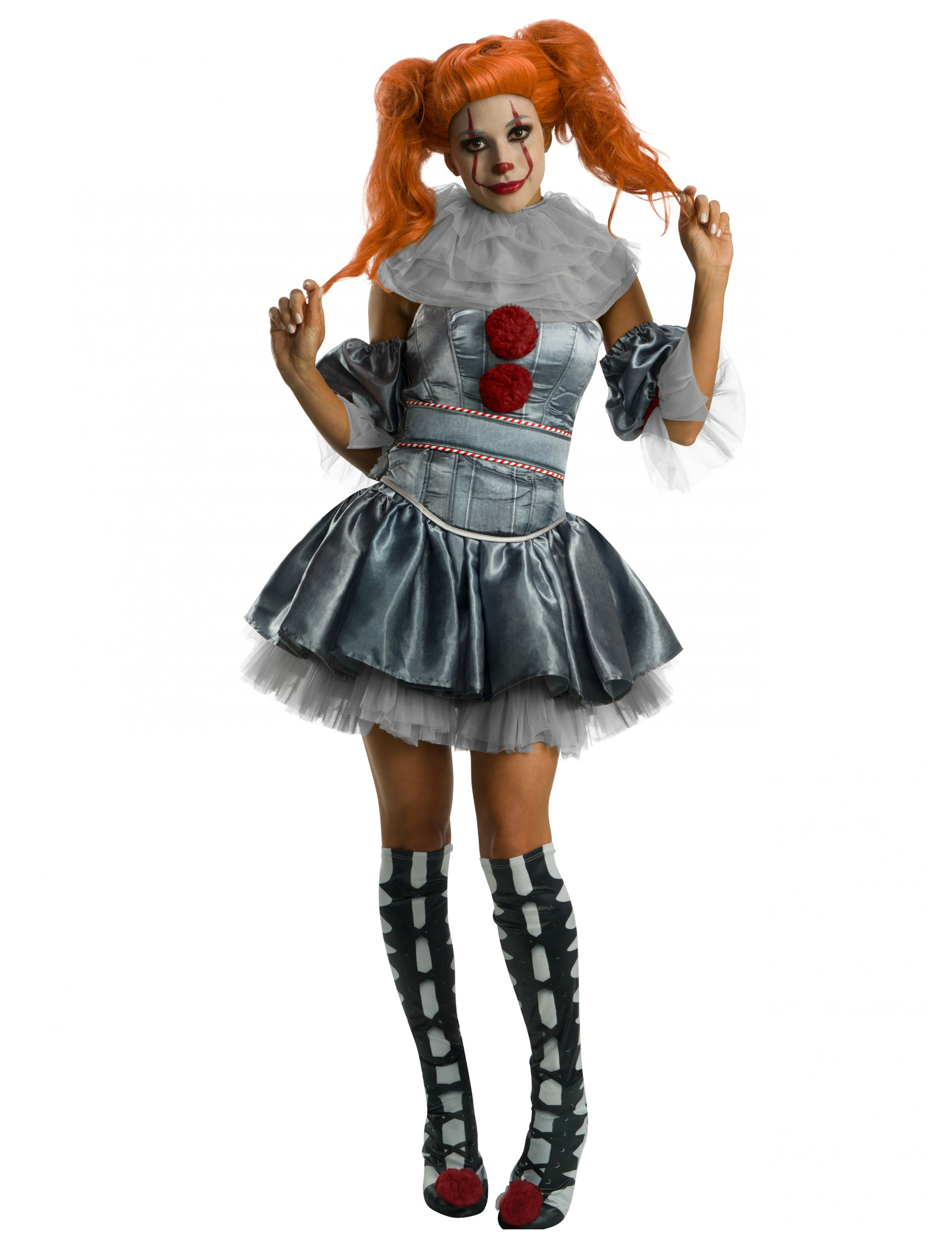 Pennywise-Damenkostüm Es Halloween-Kostüm grau-rot Pennywise-Damenkostüm Es Halloween-Kostüm grau-rot von RUBIES FRANCE