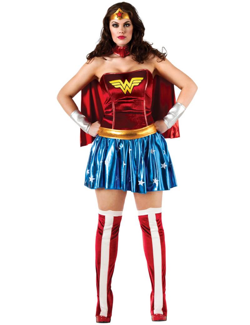 Plus Size Wonder Woman-Kostüm Damen rot-blau von RUBIES FRANCE