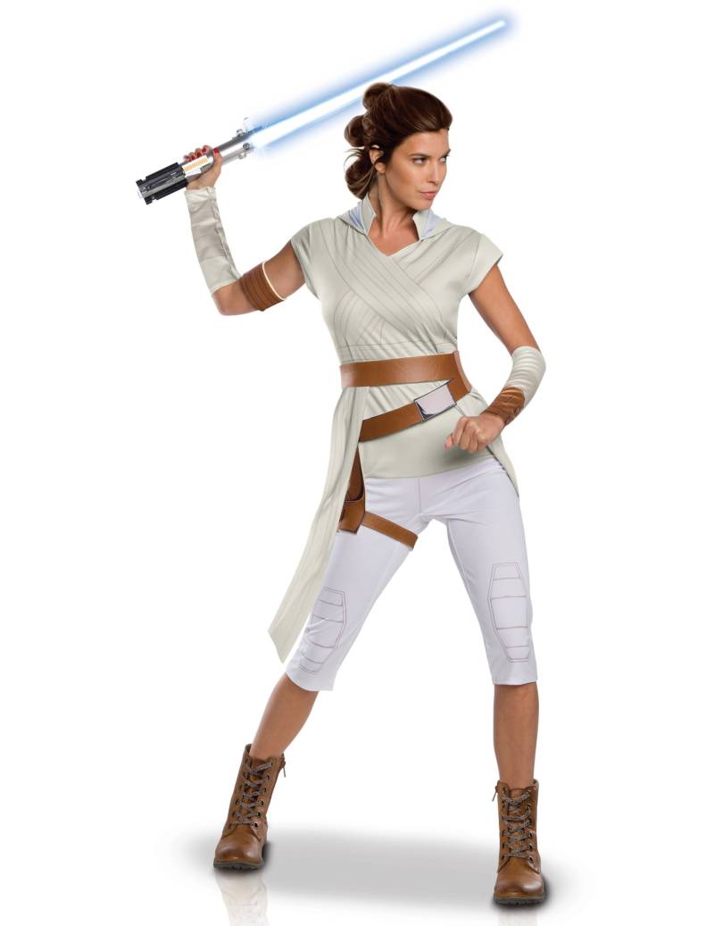 Rey-Kostüm für Damen Star Wars Der Aufstieg der Skywalkers weiss-braun von RUBIES FRANCE