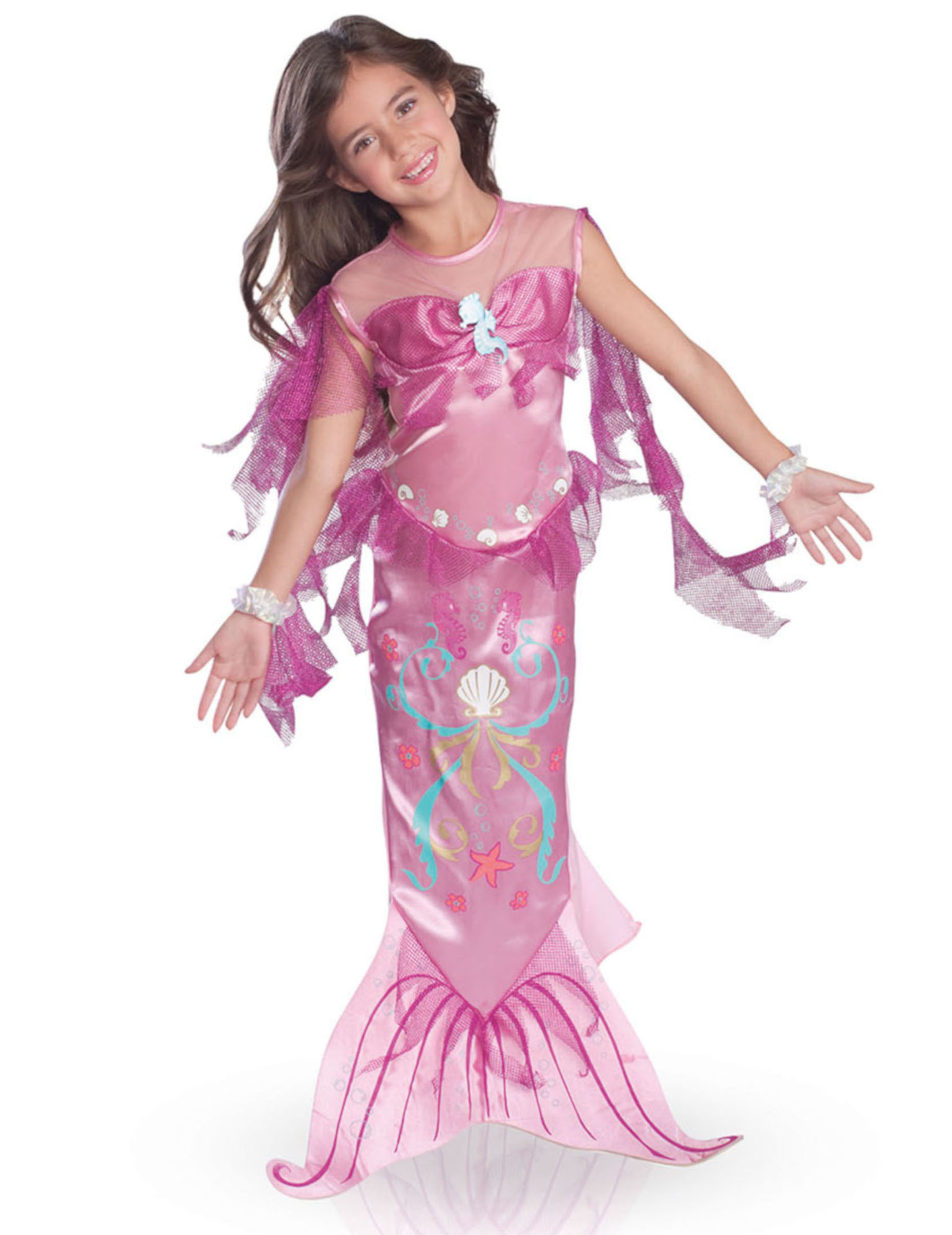 Schillerndes Meerjungfrau-Kostüm für Mädchen Faschingskostüm rosa von RUBIES FRANCE