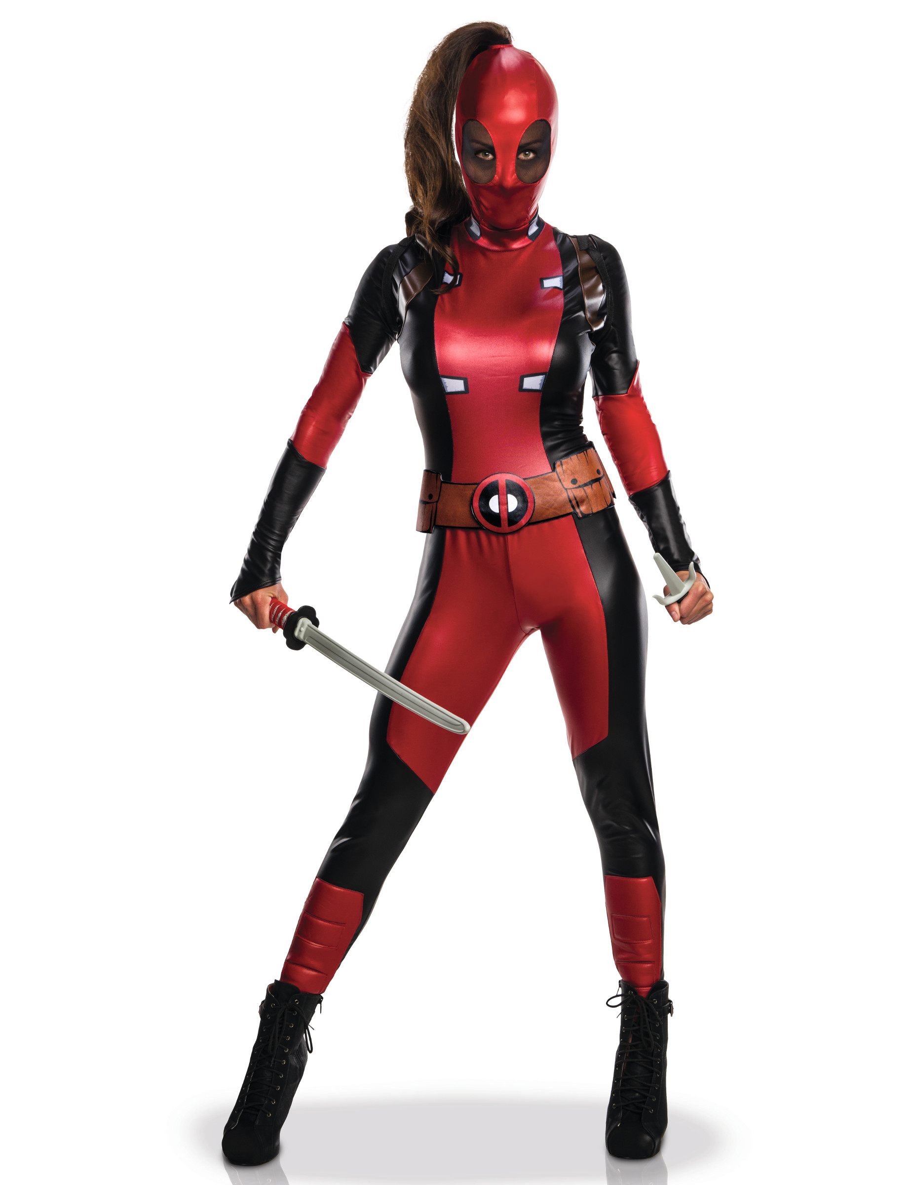 Sexy Deadpool Lizenzkostüm für Damen rot-schwarz von RUBIES FRANCE