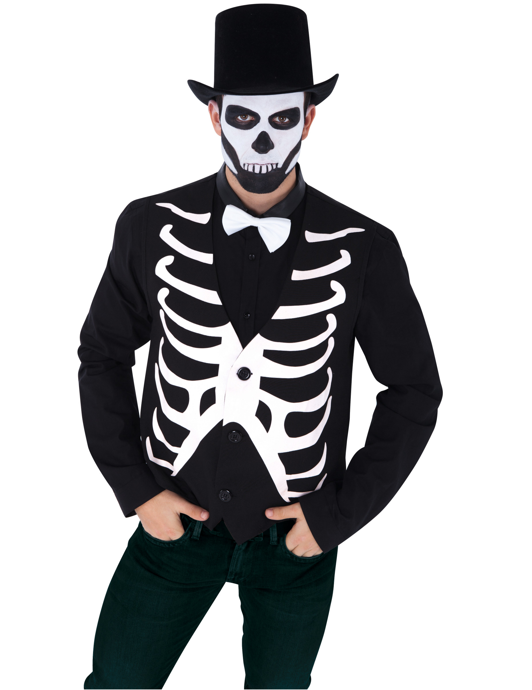 Skelett-Weste Kostüm-Accessoire für Halloween schwarz-weiss von RUBIES FRANCE
