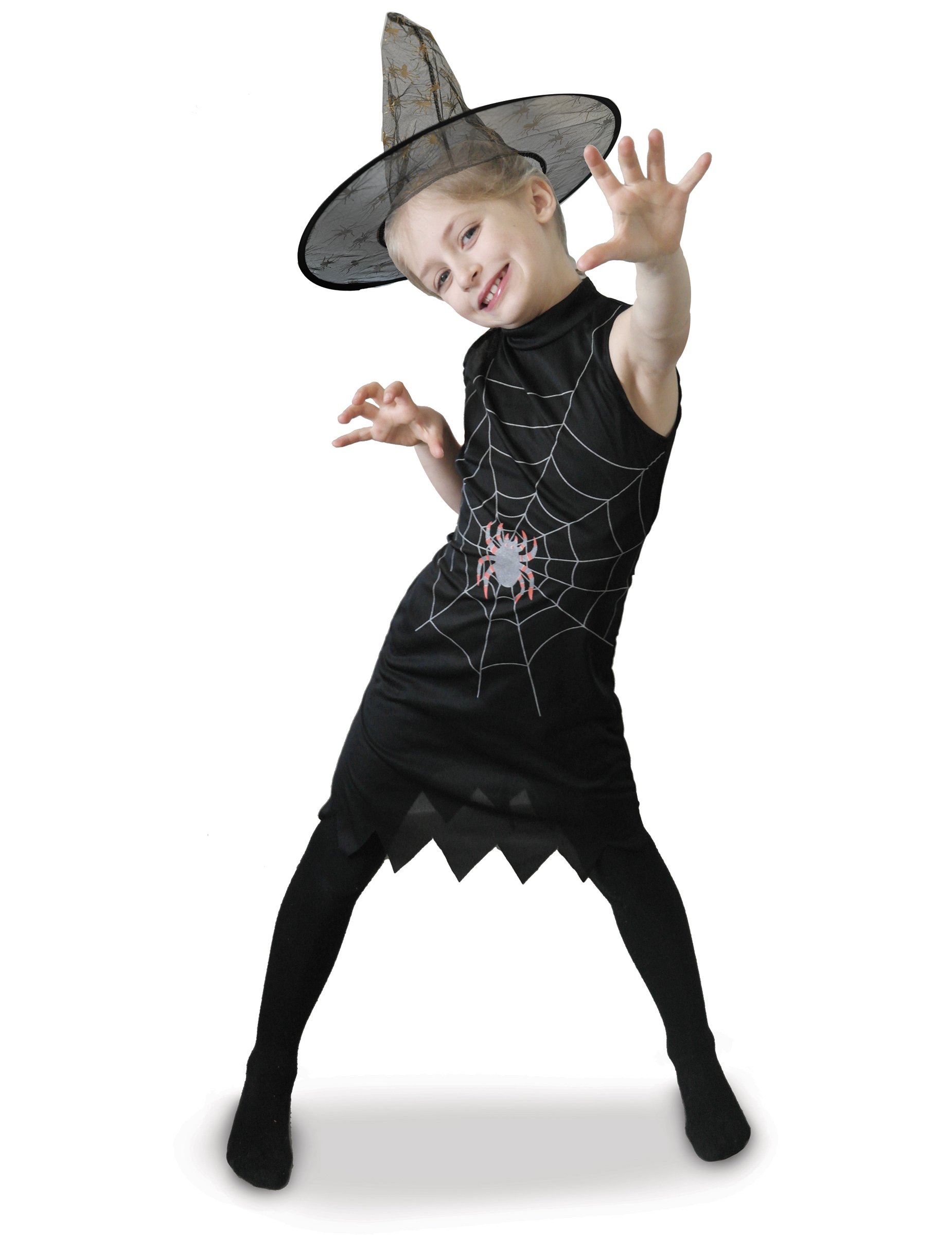 Spinnen-Hexen-Kostüm für Mädchen Halloweenkostüm schwarz-weiss von RUBIES FRANCE