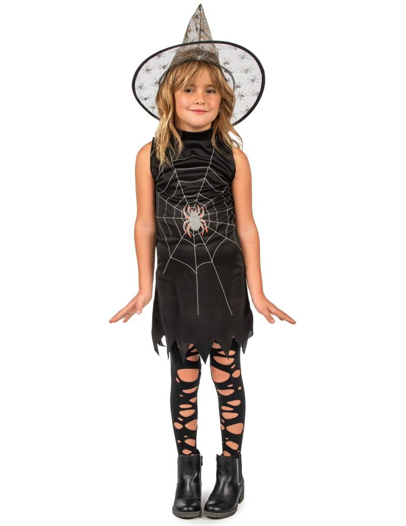 Spinnen-Hexen-Kostüm für Mädchen Halloweenkostüm schwarz-weiss von RUBIES FRANCE