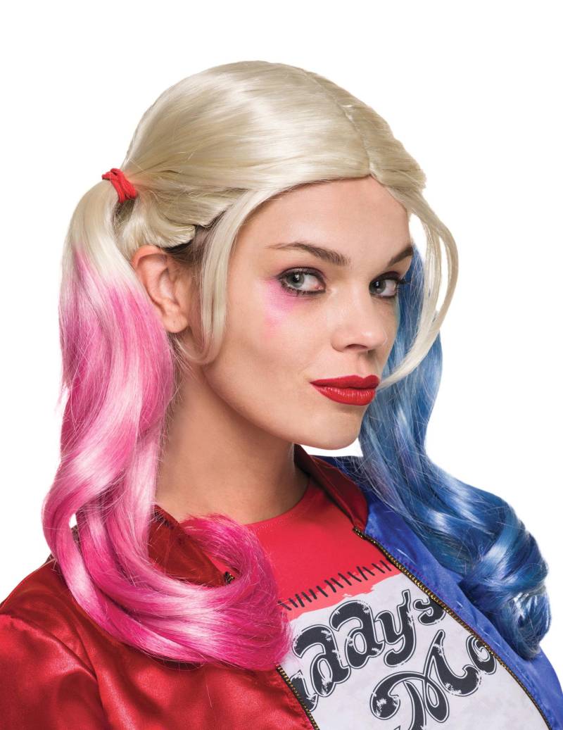 Suicide Squad Harley Quinn Zopf-Perücke Lizenzware blond-pink-blau von RUBIES FRANCE