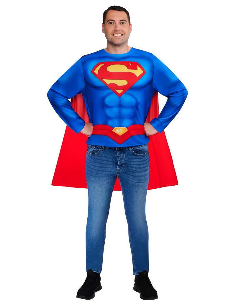 Superman Set mit Oberteil und Umhang für Erwachsene von RUBIES FRANCE
