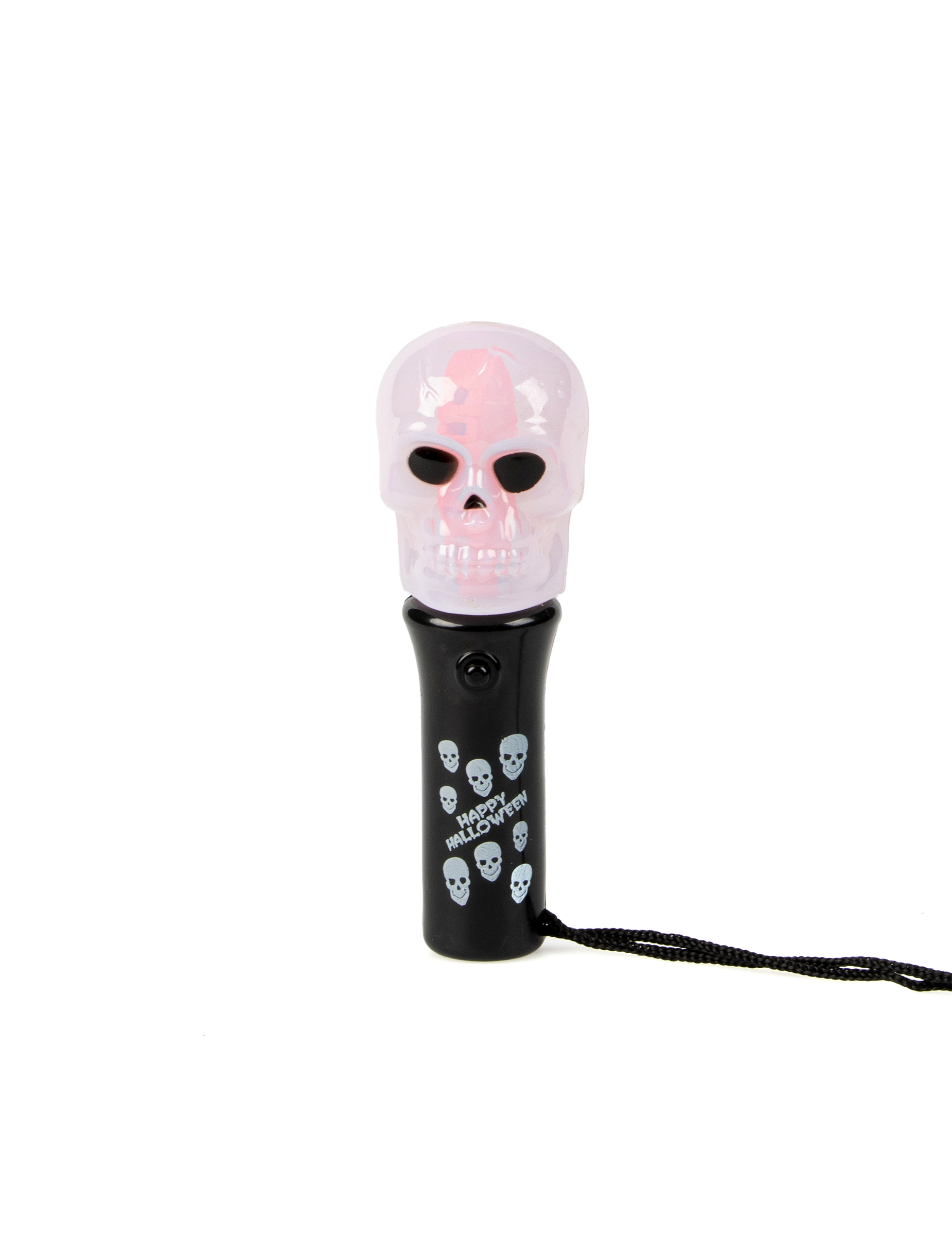 Totenkopf-Taschenlampe Happy Halloween Partydeko schwarz-weiss von RUBIES FRANCE