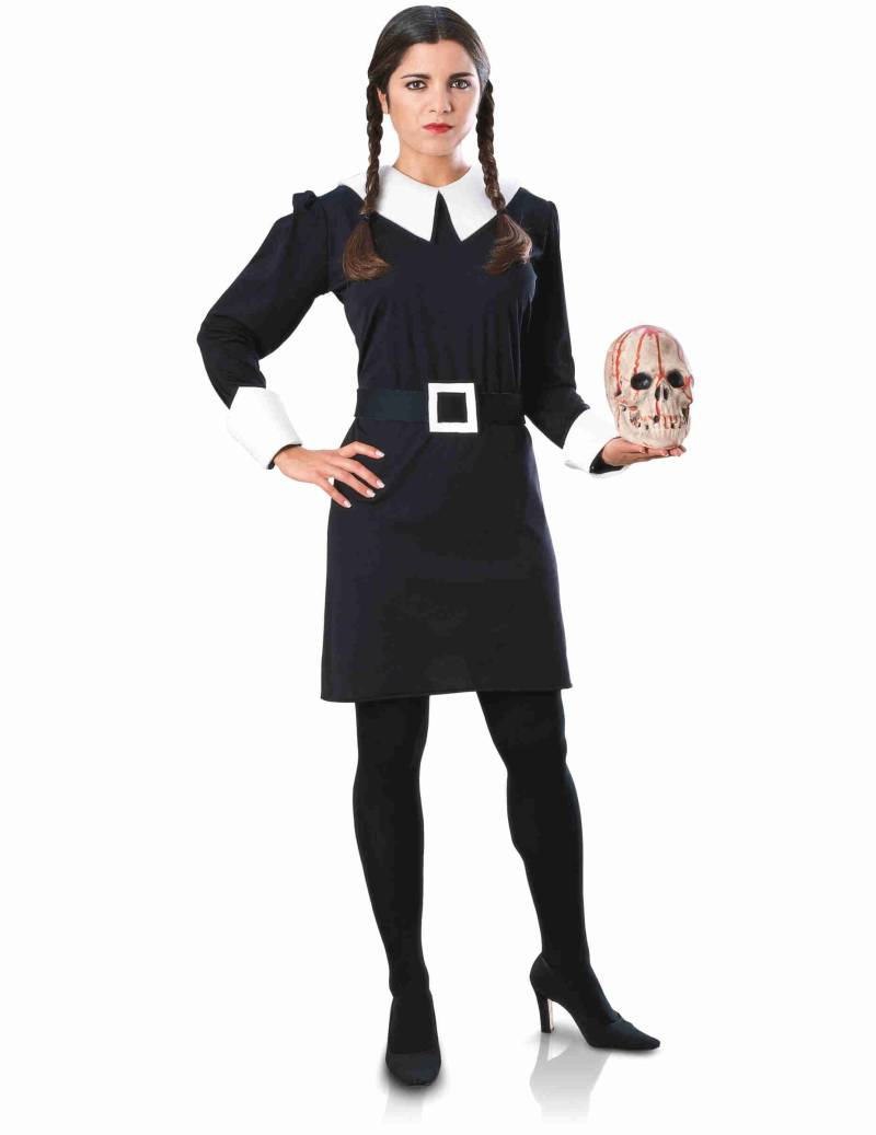 Wednesday-Kostüm für Damen Addams Family schwarz-weiss von RUBIES FRANCE