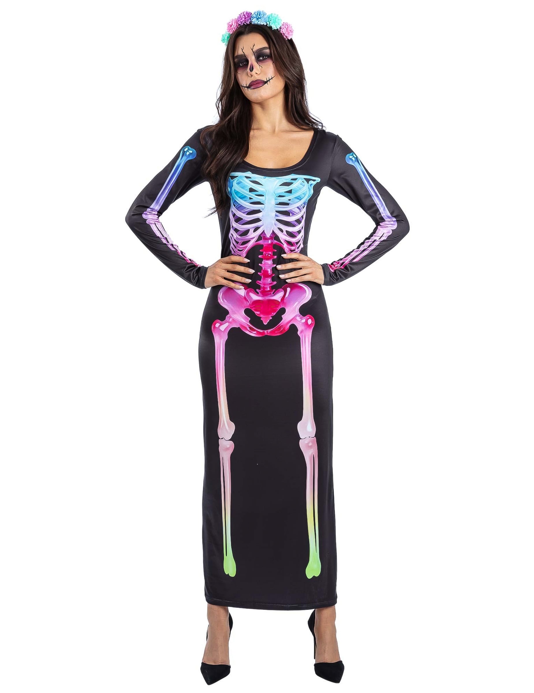 Regenbogen Skelett Kostüm Kleid Damen Regenbogen Skelett Kostüm Kleid Damen von RUBIES NL