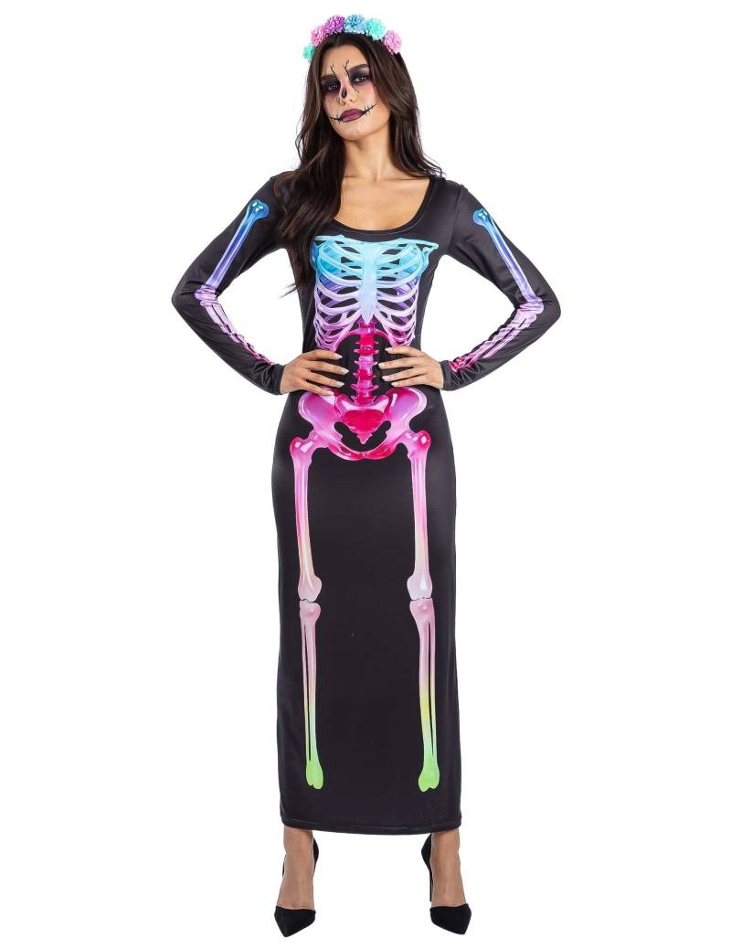 Regenbogen Skelett Kostüm Kleid Damen von RUBIES NL