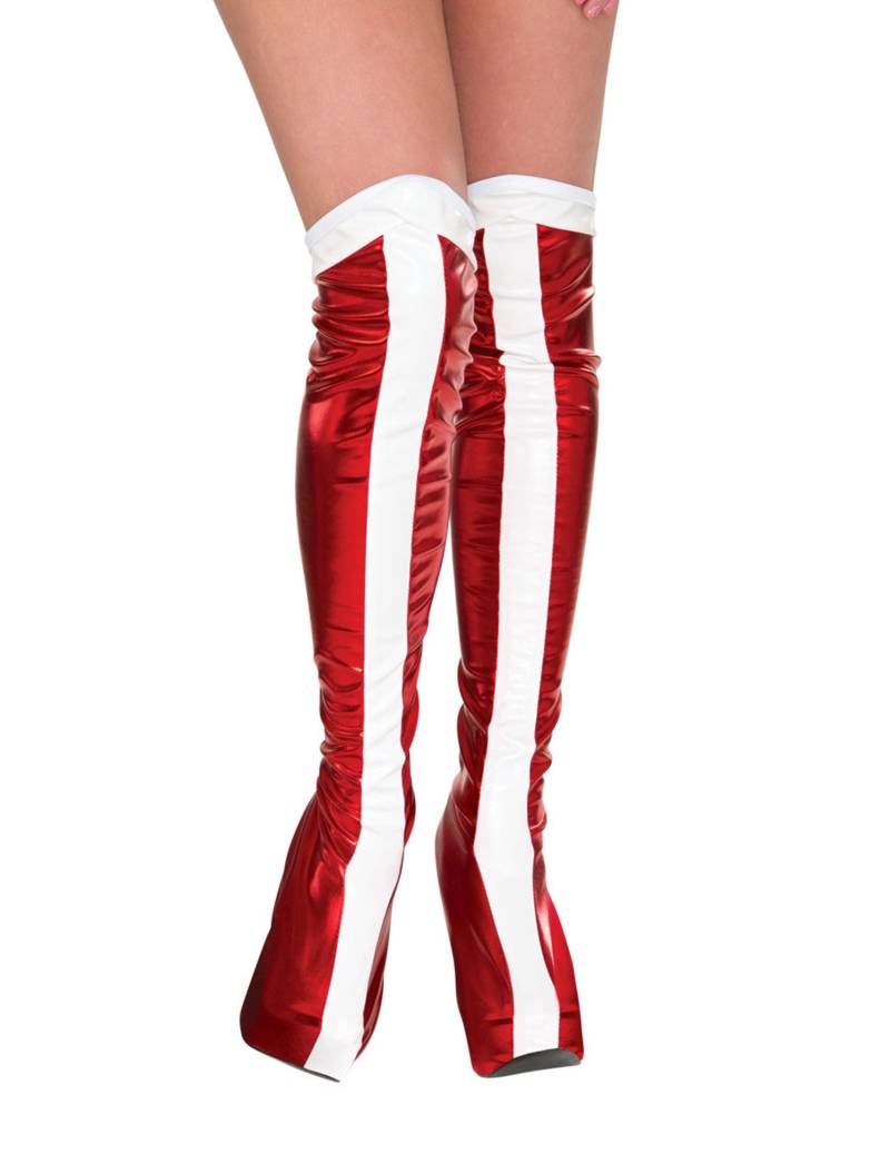 Wonder Woman-Überstiefel für Damen Kostüm-Accessoire rot-weiss Wonder Woman-Überstiefel für Damen Kostüm-Accessoire rot-weiss von RUBIES NL