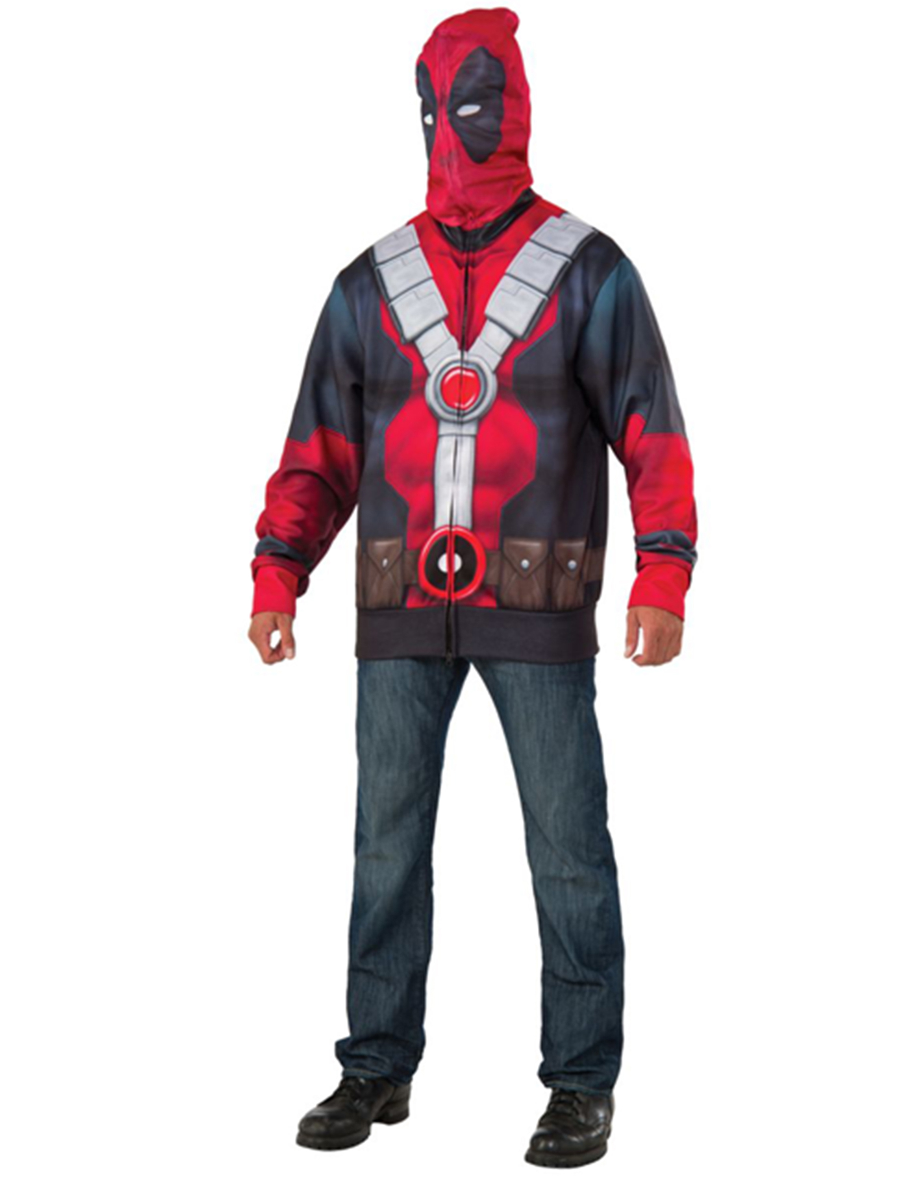 Deadpool-Kapuzenjacke für Herren Marvel rot-schwarz-grau Deadpool-Kapuzenjacke für Herren Marvel rot-schwarz-grau von RUBIES USA