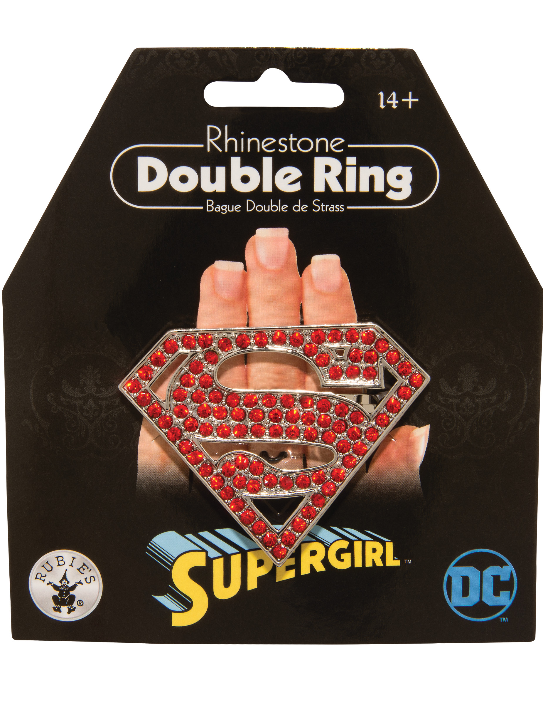 Glitzernder Supergirl-Doppelring für Erwachsene rot-silberfarben Glitzernder Supergirl-Doppelring für Erwachsene rot-silberfarben von RUBIES USA