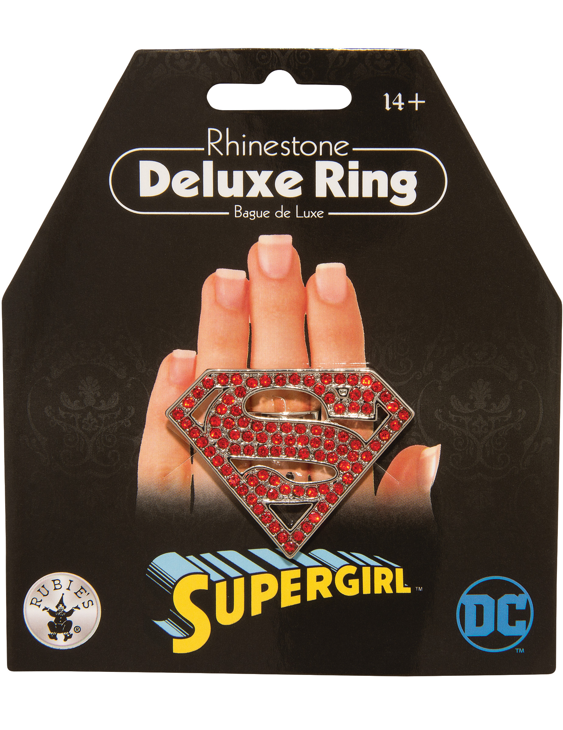 Glitzernder Supergirl-Ring für Erwachsene rot-silberfarben Glitzernder Supergirl-Ring für Erwachsene rot-silberfarben von RUBIES USA