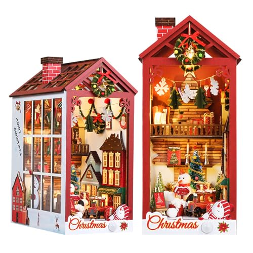 RUDFUZ Book Nook Kit DIY Beleuchtung Dekoration Booknook Bücherregal Einsatz Dekor Micro Haus Modell Spielzeug Desktop, rot RUDFUZ Book Nook Kit DIY Beleuchtung Dekoration Booknook Bücherregal Einsatz Dekor Micro Haus Modell Spielzeug Desktop, rot von RUDFUZ