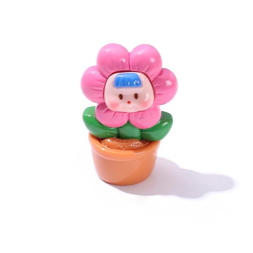 Miniatur-Puppenhaus-Zubehör: Bunte Topfblumen für Heimdekoration, realistische Kunstpflanzen von RUDFUZ