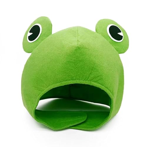 RUDFUZ Cartoon Plüsch Frosch Hut Lustige Adorable Frosch Hut Große Augen Kreative Tier Cosplay Kostüm Dress Up Hut von RUDFUZ