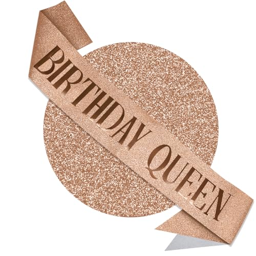 RUDONG M Birthday Queen Schärpe Glitzer - Rose Gold Geburtstag Schärpe für Frauen & Mädchen | Süße 16/18./21./30./40./50./60./70., All-Age-Feierparty Dekor RUDONG M Birthday Queen Schärpe Glitzer - Rose Gold Geburtstag Schärpe für Frauen & Mädchen | Süße 16/18./21./30./40./50./60./70., All-Age-Feierparty Dekor von RUDONG M