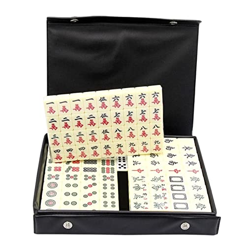 RUDRALI Mahjong-Fliesen-Set 20 mm chinesisches Mahjong, tragbares Mini-Mahjong-Set, 144-teilige Mahjong-Karten, Indoor-Unterhaltungszubehör mit Box für Familienspiele Mahjong-Tischwürfelspiel von RUDRALI