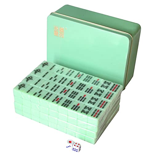 RUDRALI Mahjong-Fliesen-Set 20MM tragbares Mini-Mahjong-Set Mahjong-Fliesen Tischspiel 144-teiliges Mahjong-Karten Chinesisches Mahjong-Set Indoor-Unterhaltungszubehör Mahjong-Tischwürfelspiel von RUDRALI
