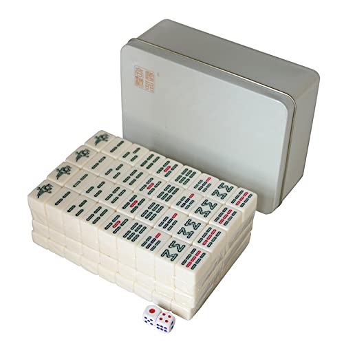 RUDRALI Mahjong-Fliesen-Set 20MM tragbares Mini-Mahjong-Set Mahjong-Fliesen Tischspiel 144-teiliges Mahjong-Karten Chinesisches Mahjong-Set Indoor-Unterhaltungszubehör Mahjong-Tischwürfelspiel von RUDRALI