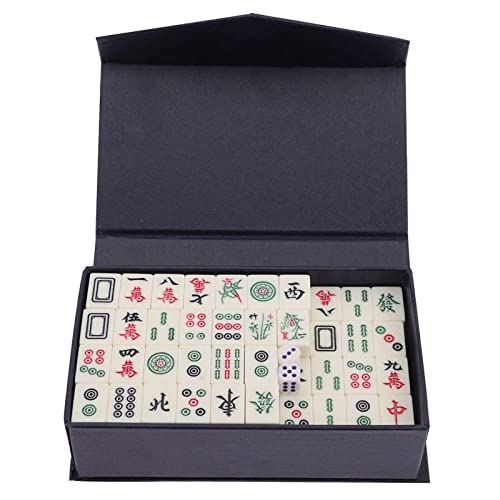 RUDRALI Mahjong-Fliesen-Set Chinesisches Mahjong-Set, tragbares Mini-Mahjong-Set, Reise-Mahjong-Spielset, Indoor-Unterhaltungszubehör, Mahjong-Karten für Zuhause Mahjong-Tischwürfelspiel von RUDRALI