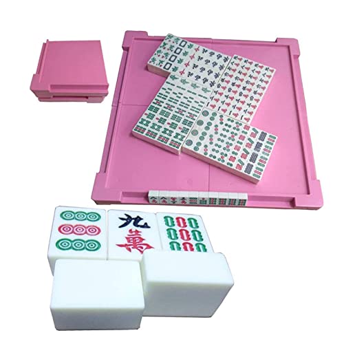 RUDRALI Mahjong-Fliesen-Set Tragbares Mini-Mahjong-Set, 27 mm, Mah-Jongg, Reise-Mini-Mahjong-Set, Partyspiel, traditionelles Spiel mit Mini-Tisch für Heimunterhaltung Mahjong-Tischwürfelspiel von RUDRALI