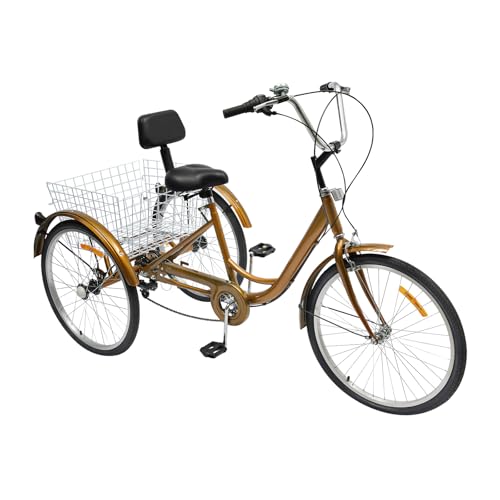 Dreirad für Erwachsene, 6 Gang Dreiräder mit Korb und Rückenlehne, 3-Rad Fahrrad mit Klingel, Dreiräder für Erwachsene und Senioren zur Freizeitgestaltung. Dreirad für Erwachsene, 6 Gang Dreiräder mit Korb und Rückenlehne, 3-Rad Fahrrad mit Klingel, Dreiräder für Erwachsene und Senioren zur Freizeitgestaltung. von RUETERY