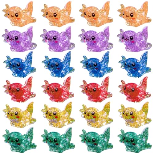 24 Stück Mini-Tiere aus Kunstharz, kleine Tierfiguren, Dekorationsspielzeug für Geburtstagsfeiern, Haus und Garten (6 Farben) von RUGBOL