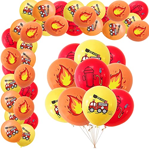 40 Stück Feuerwehr Luftballons,Feuerwehrauto Ballon,Feuerwehr Deko Geburtstag,Feuerwehrmann Geburtstagsdeko,Feuer Party Luftballons,Flammender Luftballons,Feuerwehr Deko Kindergeburtstag von RUHM