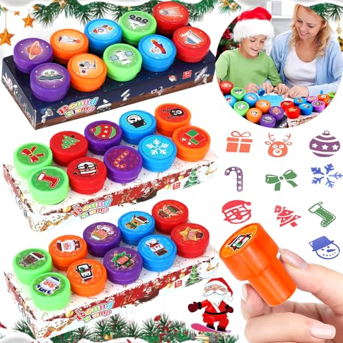 RUHM 30 Stück Stempel Kinder,Weihnachten Stempel Kinde,Weltraum Stempel Kinde,Kinder Selbstfärbend Stempel,Selbstfärbende Stempel Weihnachten,Spielzeugstempel Weihnachts von RUHM