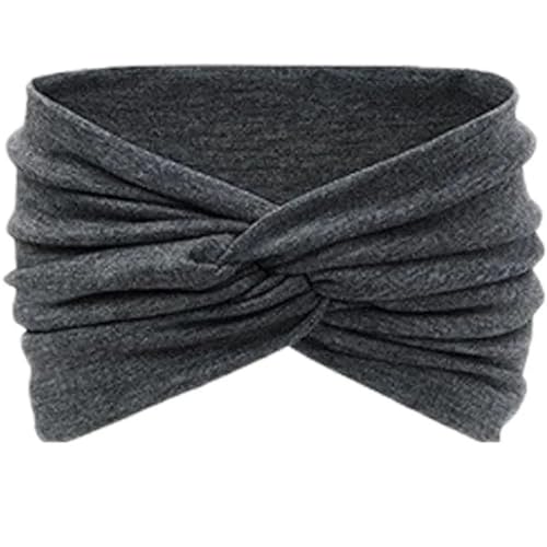 1 Stück einfarbiges Stirnband mit breitem Turban-Stirnband for Yoga, Laufen und Freizeitkleidung, rutschfest, multifunktionales Haar-Accessoire(1pcs-Dark grey) von RUHTEUO