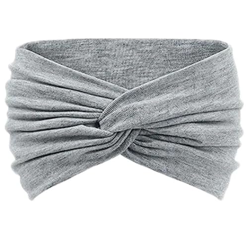 1 Stück einfarbiges Stirnband mit breitem Turban-Stirnband for Yoga, Laufen und Freizeitkleidung, rutschfest, multifunktionales Haar-Accessoire(1pcs-grey) von RUHTEUO