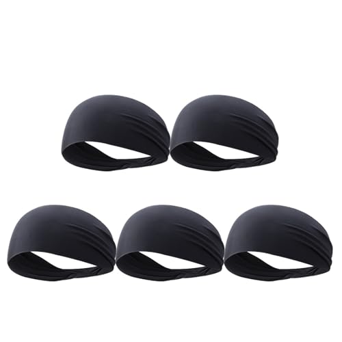 RUHTEUO 1–10 Stück ultradünnes Sport-Schweißband, atmungsaktiv, schweißabsorbierend, elastisches Schweiß-Haarband, weiches Outdoor-Sport-Yoga-Stirnband(Black 5pcs) von RUHTEUO