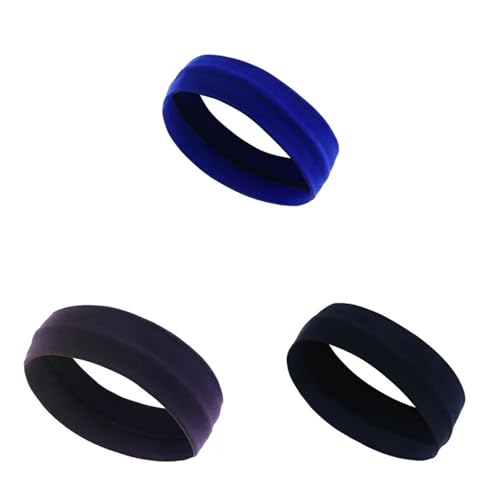 RUHTEUO 3PCS Plain Elastic Yoga Laufen Radfahren Outdoor Sport Schweißband Stirnband Waschen Gesicht Und Make-Up Haarband(Set dark) von RUHTEUO