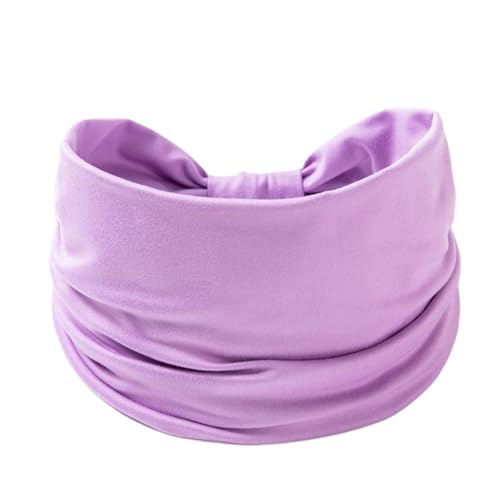 RUHTEUO Breites seitliches elastisches Band for Damen, Yoga-Haarbänder, einfarbig, Sport-Haarband, Krawatte, Bandanas, Stirnband, Kopfbedeckung, Turbane(Ff258-6 light purple) von RUHTEUO