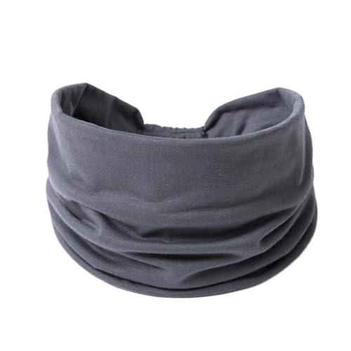 RUHTEUO Breites seitliches elastisches Band for Damen, Yoga-Haarbänder, einfarbig, Sport-Haarband, Krawatte, Bandanas, Stirnband, Kopfbedeckung, Turbane(TM01-1 gray) von RUHTEUO