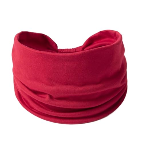 RUHTEUO Breites seitliches elastisches Band for Damen, Yoga-Haarbänder, einfarbig, Sport-Haarband, Krawatte, Bandanas, Stirnband, Kopfbedeckung, Turbane(TM01-8 Dark Red) von RUHTEUO