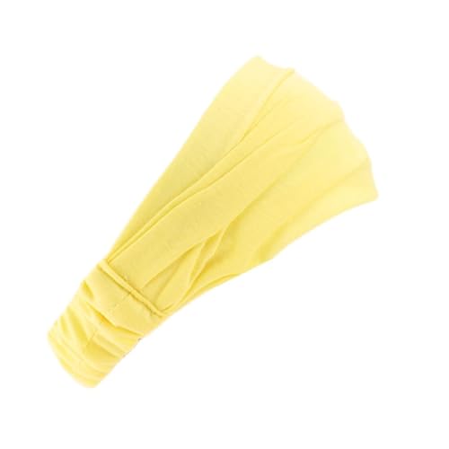 RUHTEUO Damen Baumwoll-Haarband, Stirnband, Wickelhalstuch, Mütze, 2-in-1-Bandana(Yellow) von RUHTEUO
