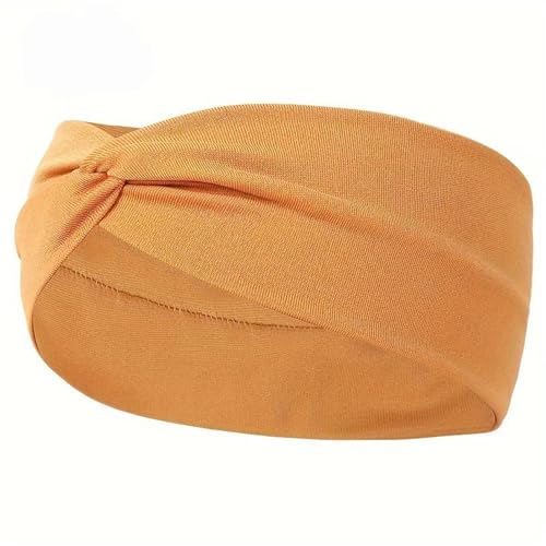 RUHTEUO Einfarbig geknotetes Haarband, elastisches breites Stirnband, Damen, Unisex, Sport, Yoga, Laufen, Kreuz-Stirnband, Kopfbedeckung(Pink) von RUHTEUO