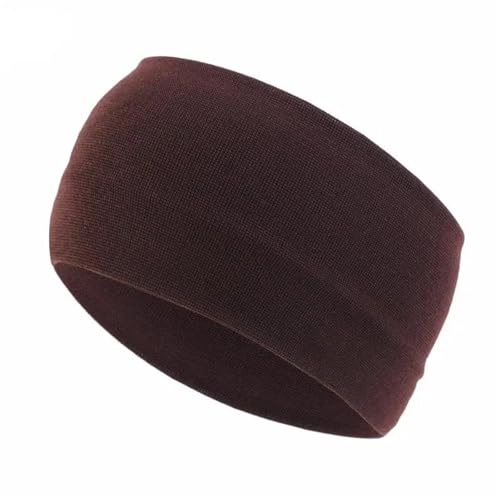 RUHTEUO Einfarbiges breites Übungs-Yoga-elastisches Stirnband for Männer und Frauen, Sport-Haarband(Coffe) von RUHTEUO