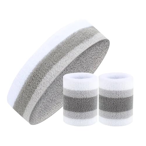 RUHTEUO Männer Frauen Elastische Sport Armbänder Stirnband Set Handgelenk Kopf Handtuch Schweißbänder for Basketball Volleyball Laufen Yoga Tennis Gym(Color 2) von RUHTEUO