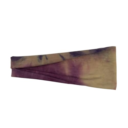 RUHTEUO Tie Dye bedrucktes Yoga-Übungs-Schweißband-Stirnband, Outdoor-Sport-Stirnband, Haarband(Brown purple) von RUHTEUO