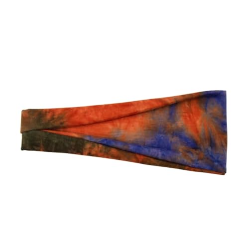 RUHTEUO Tie Dye bedrucktes Yoga-Übungs-Schweißband-Stirnband, Outdoor-Sport-Stirnband, Haarband(Orang) von RUHTEUO